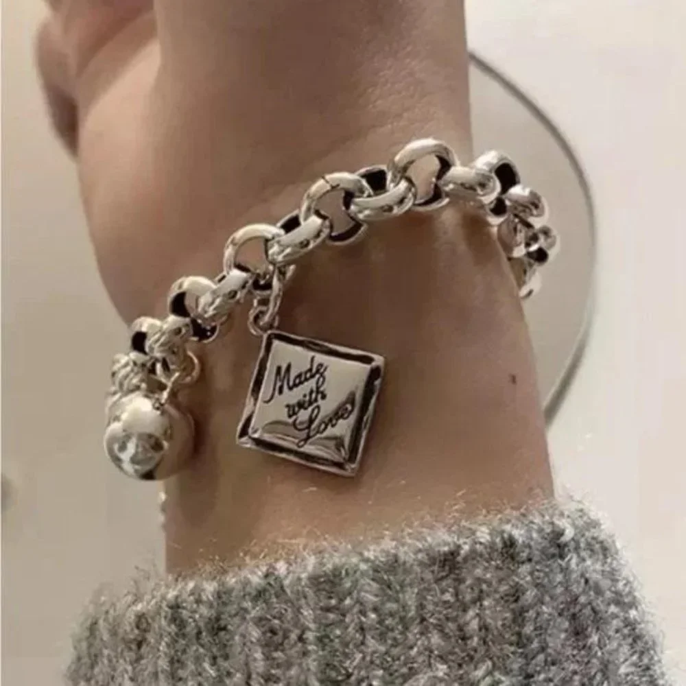 NEW 925 STERLING SILVER ENGLISH SQUARE BRACELET, NICE BRACELET, CUTE BRACELET - Picture 1 of 5